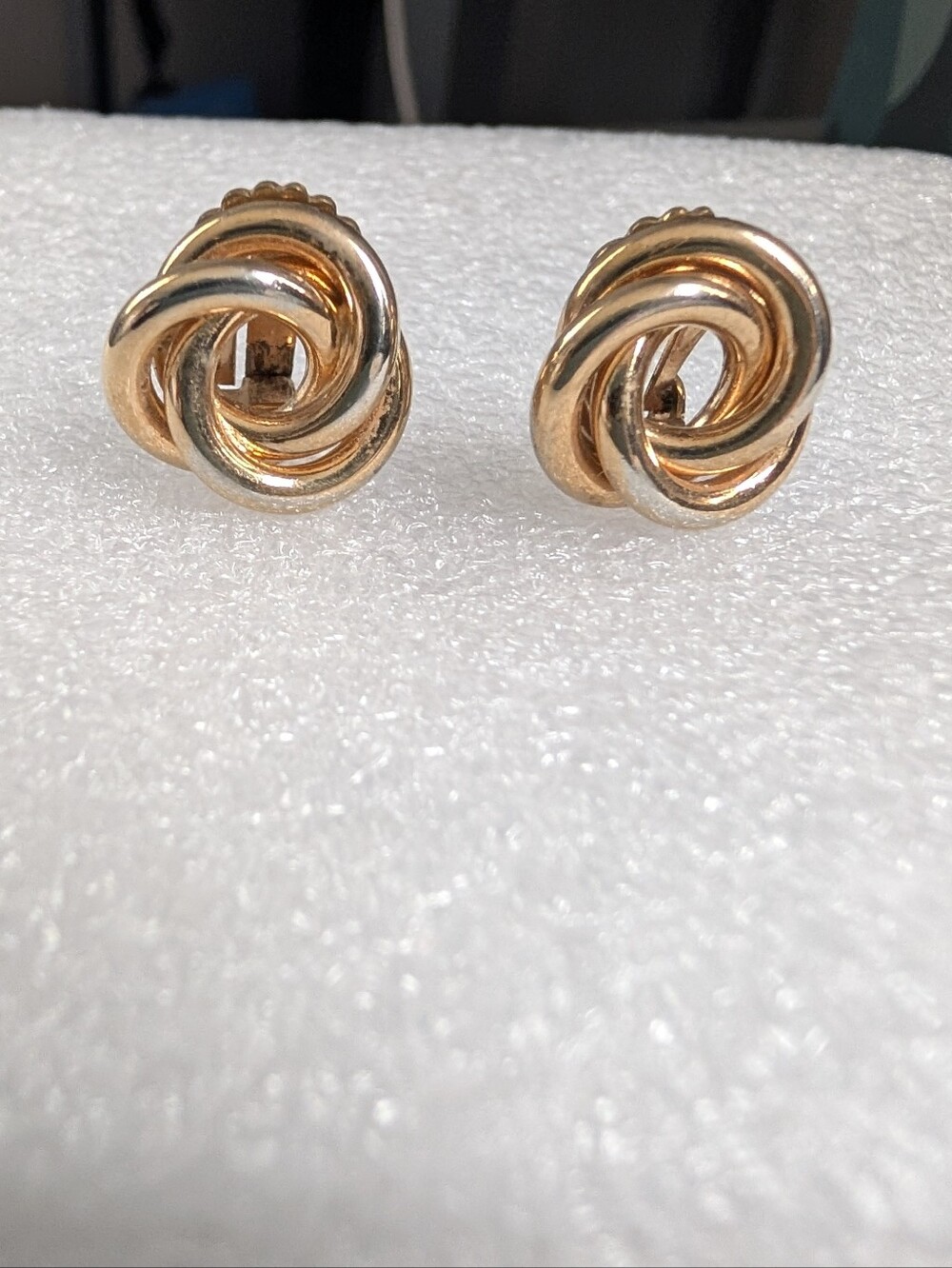 Vintage Love Knot Clip On Earrings Two Tone Signed Barclay
